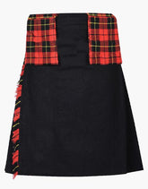 Utility Kilt-Black with Wallace Tartan Color - scottish kilt jacket